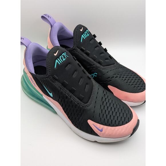 Nike Air Max 270 Women’s Black/Peach/Teal Running Sneakers - No Laces - Picture 2 of 4